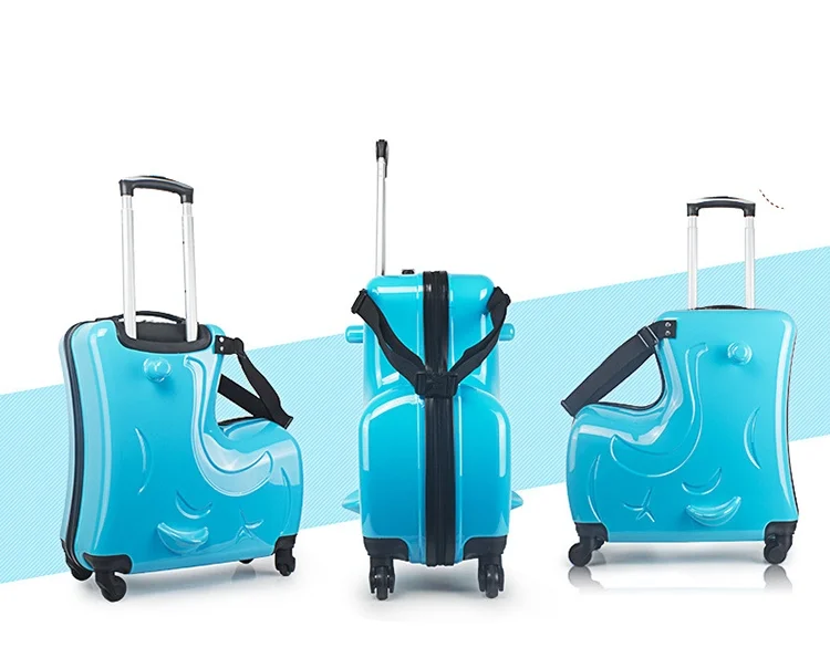 Cute Pony Cartoon Children Kids Travel Rolling Ride on Luggage