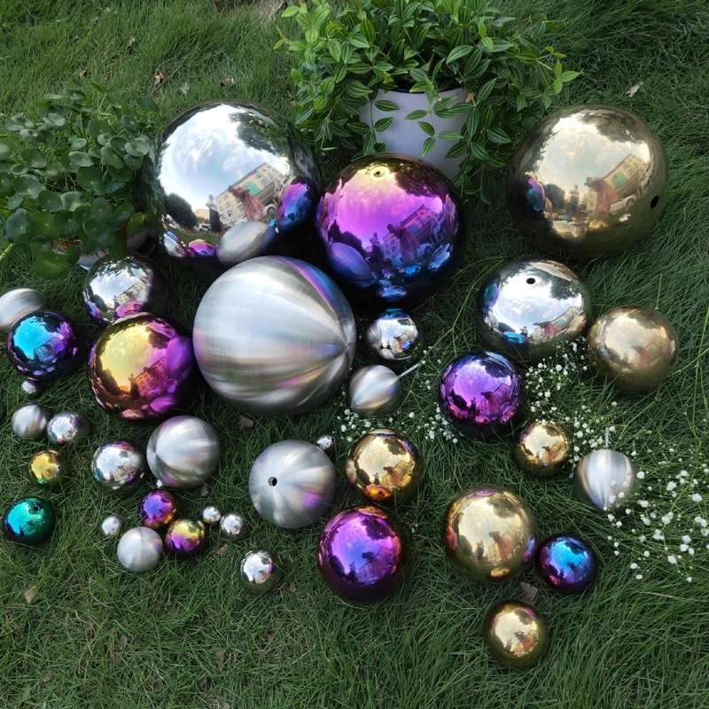 Wholesale mirror polishing or brushed surface hollow outdoor decorative steel balls