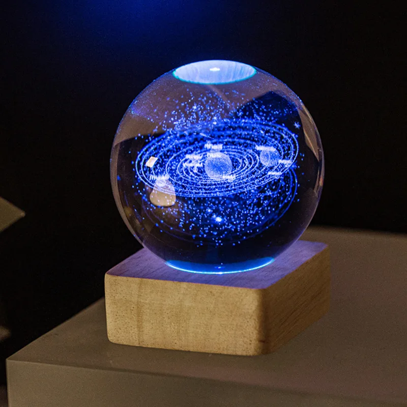 wholesale luminous crystal ball 3d  laser 80mm astronaut crystal ball decoration