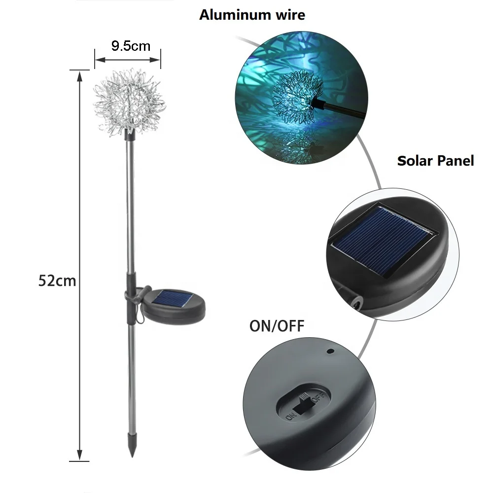 Factory Wholesale LED Flower Dandelion Multicolor Waterproof Stainless Steel Landscape Pathway Yard Flower Garden Lawn Lights