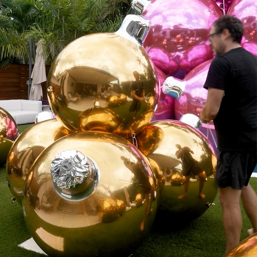 Big shiny balls inflatable large mirror spheres giant mirror ball for Christmas parties holidays wedding events Decorations