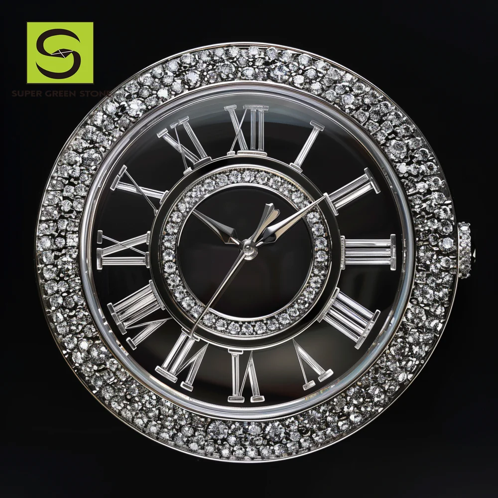 SuperGS Modified 18K Gold Full Diamond Series 6104 Accessories Synthetic Sapphire Watch Dial For Aftermarket Watch Refurbished