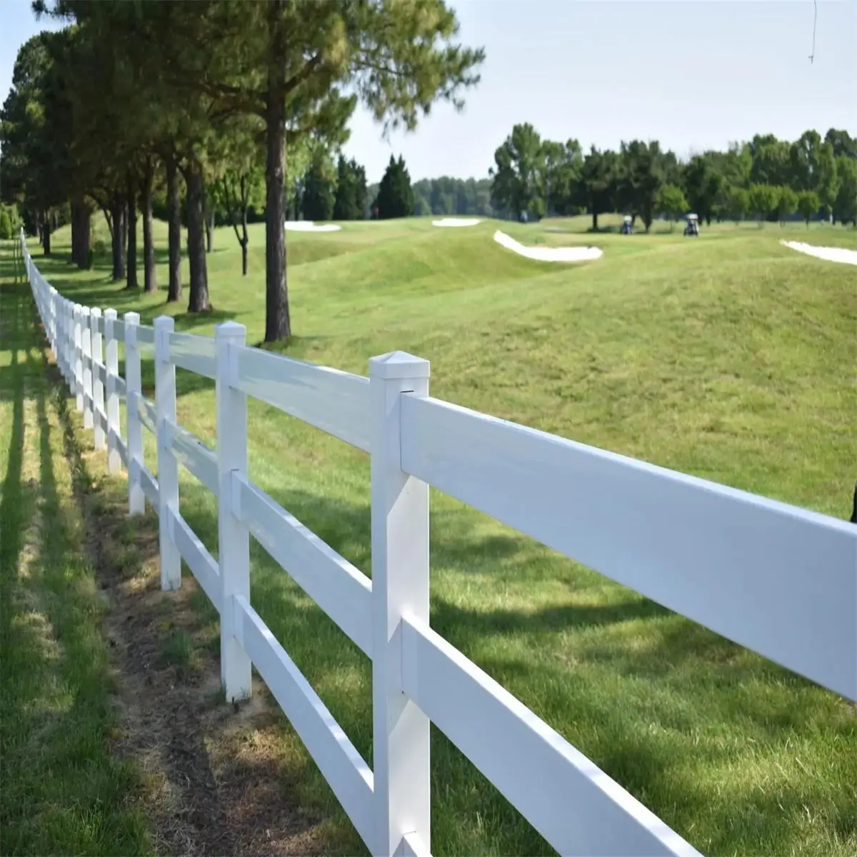 Showtech cheap black vinyl 3 rail pvc horse fence