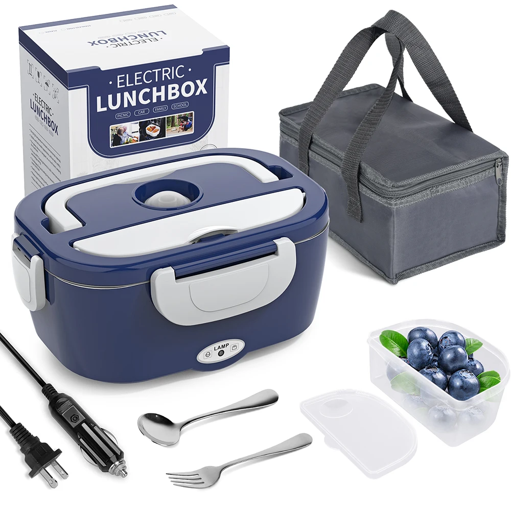 Electric Lunch Box Food Heater, Faster Heated Lunch Box, 1.5L Portable Food Warmer with Fork Spoon and Insulated Lunch Bag