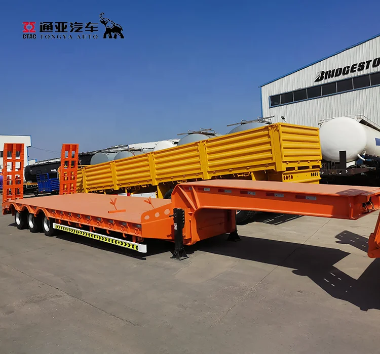 3 Axle 60ton Gooseneck Low Boy Low Bed Trailer 100 Ton Lowboy Semi Trailer
