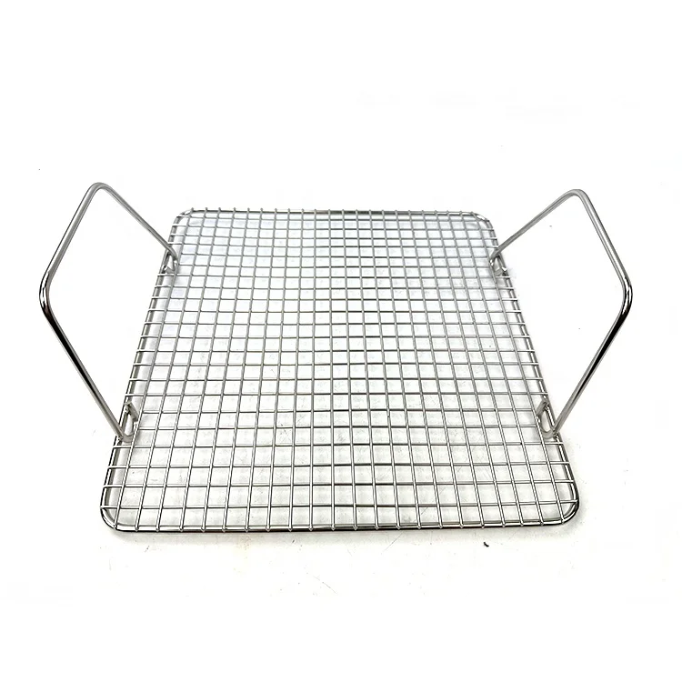hot sale BBQ grill net with handle stainless steel square net for BBQ