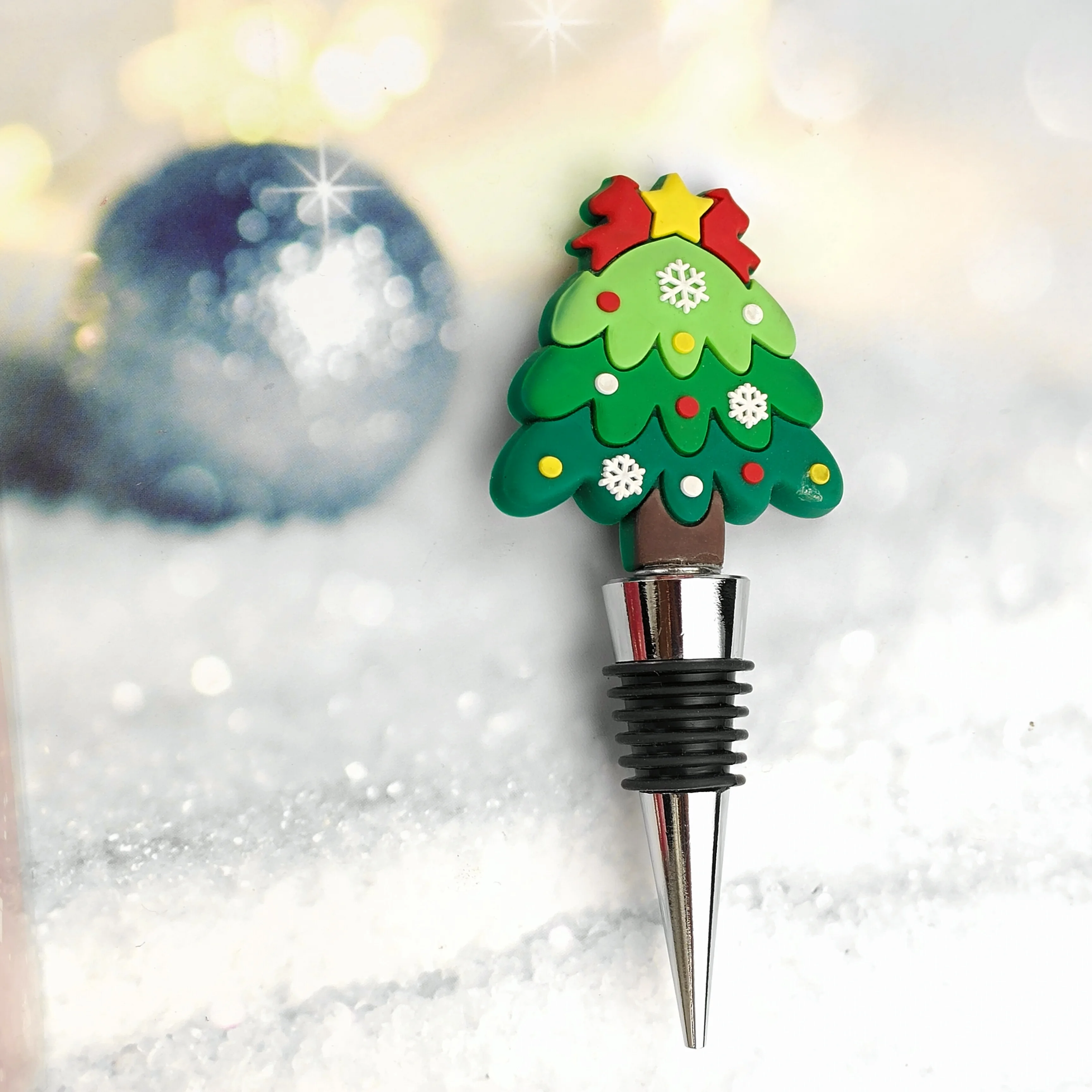 Christmas Tree Design Bottle Seal With Card Holiday Gift Kitchen Wineware Champagne Stopper