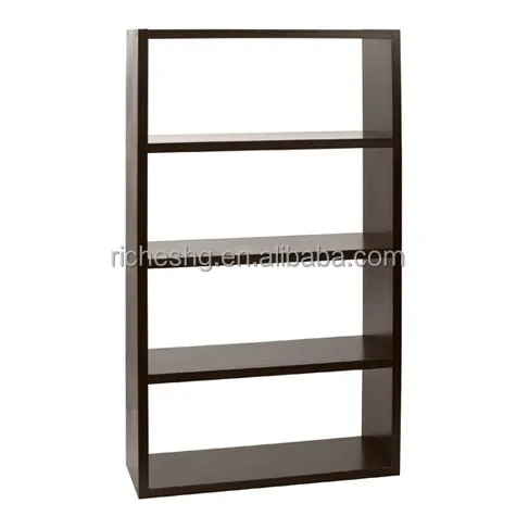 black particle board vertical type 4 shelf bookcases