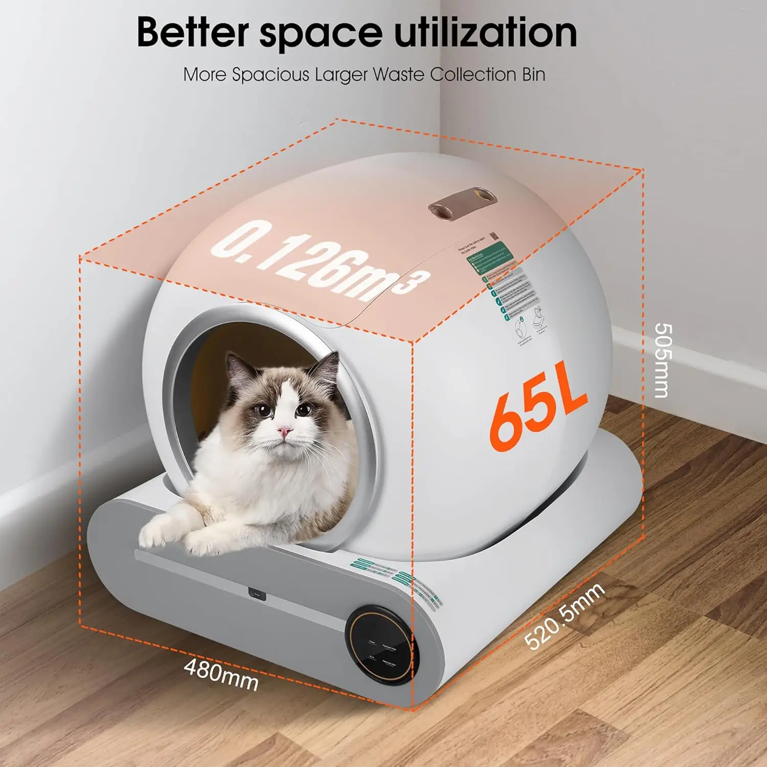 Self-Cleaning Cat Litter Box Large Capacity Automatic Cats Toilet WIFI App Control smart Auto Cleaning Cat Litter Box