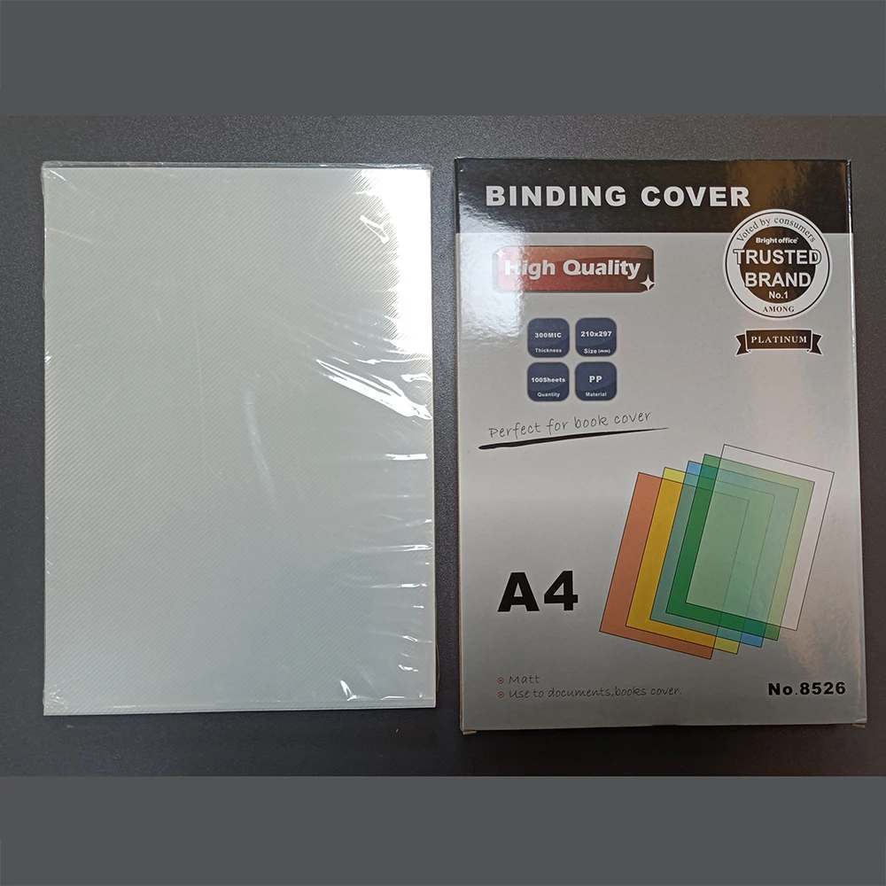 Factory Wholesale A4 A3 Matt PP Book Binding Cover 200-500 Micron Bright Office Brand Diagonal Transparent Colorful