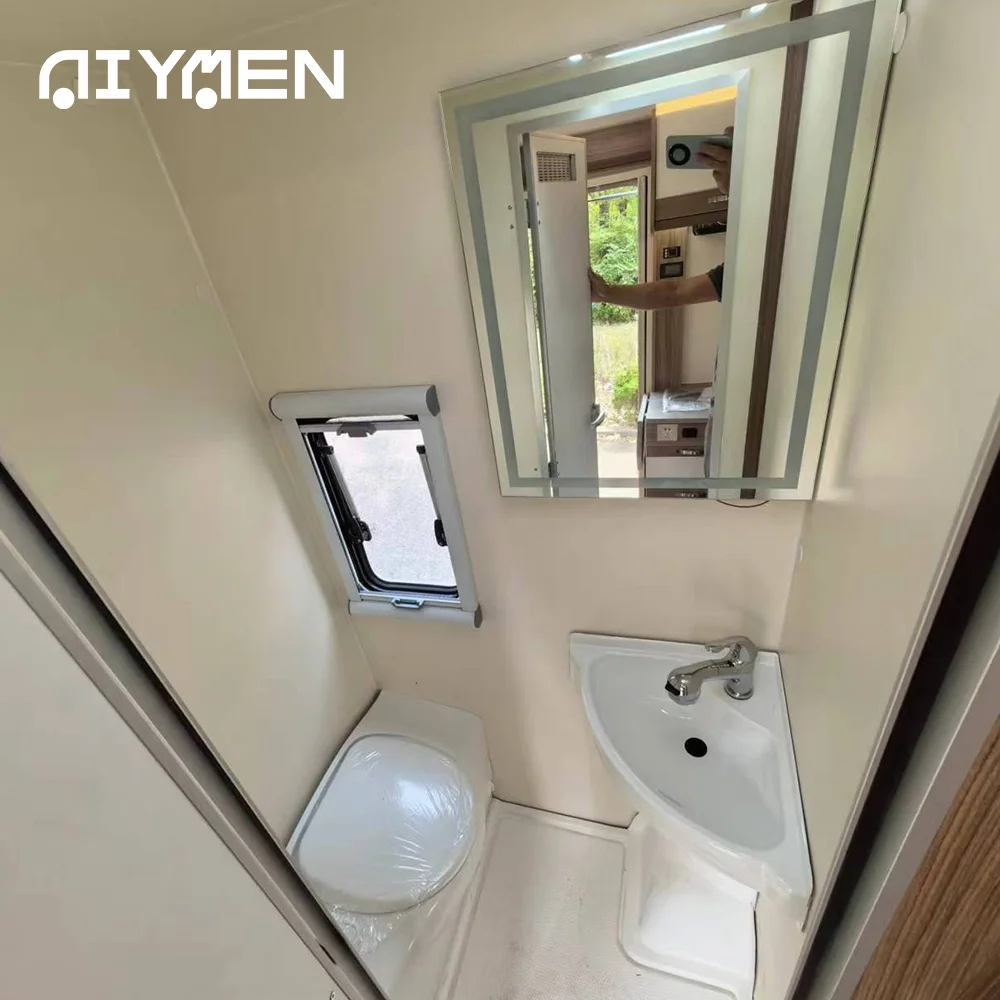 Hybrid Luxury Axle Electric Solar Panel Roof Outdoor Camping RV Caravan with Fiberglass Trailer Tent Trailer for Offroad Travel