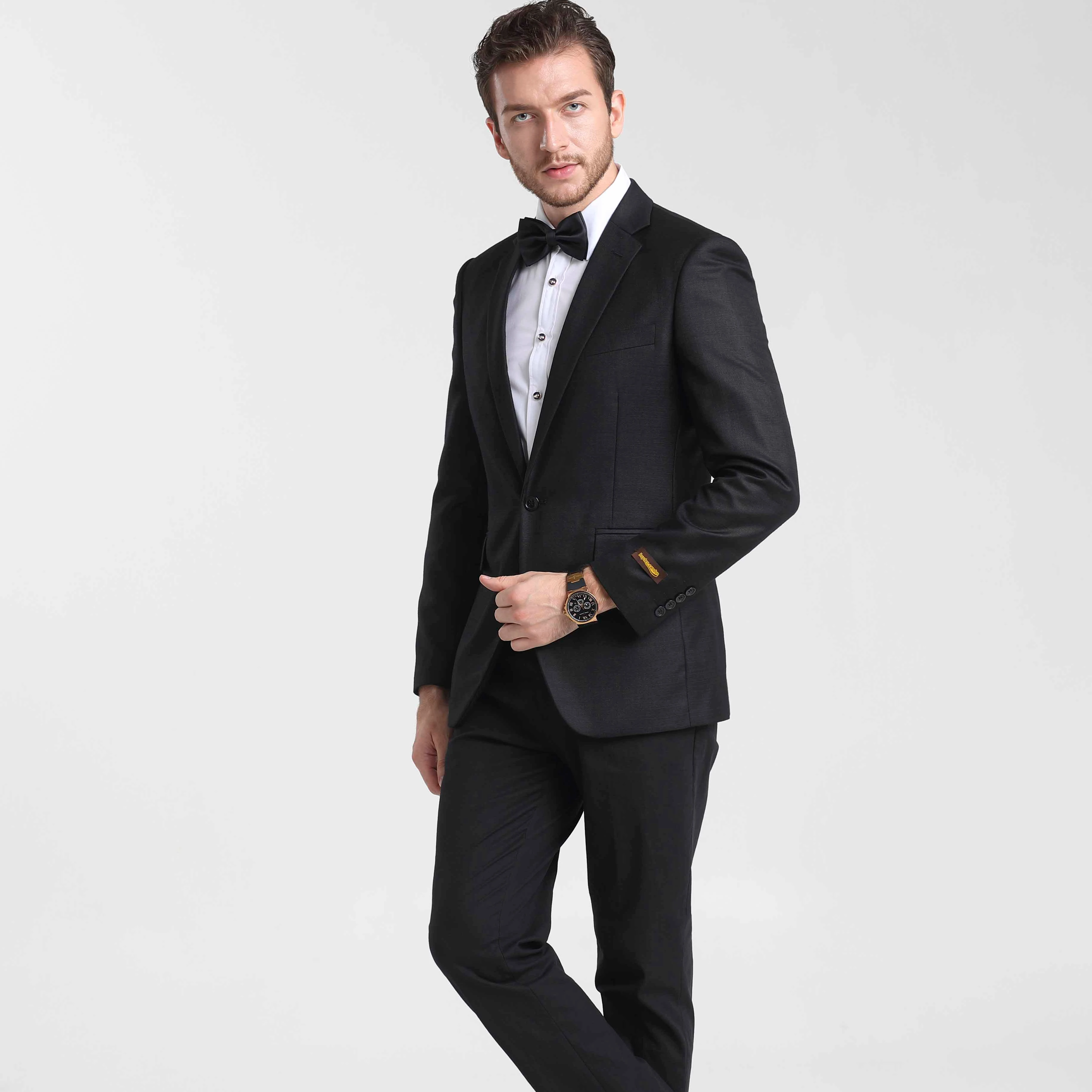 2023 Men Suit 2 Pieces Slim Fit Tuxedo Custom Blazer Classic Double Breasted Men Suits Woolen V-neck Woven Adults