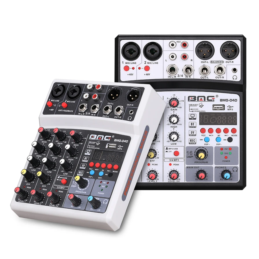 Wholesale Cheap Price 4 Channel Mini Mixer Audio Mixer with USB for Home Studio Recording