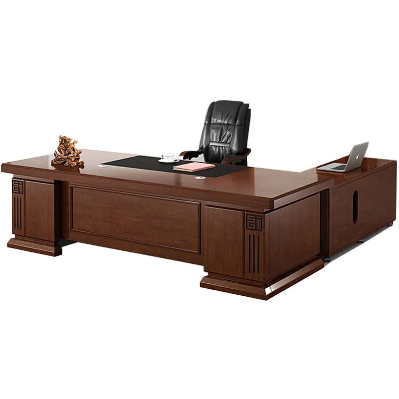 Modern mdf painting l shaped boss ceo manager desk executive wooden office table for office furniture