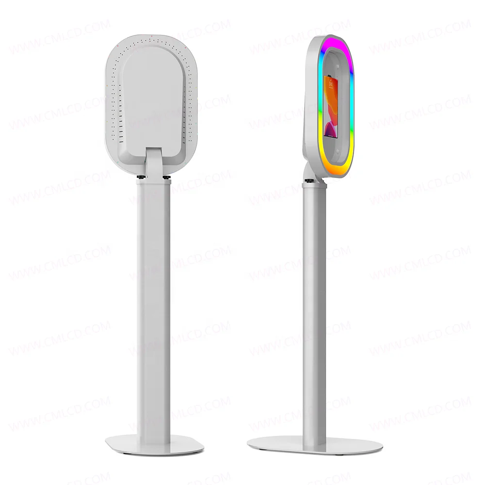 Oval iPad photo booth machine remote control LED RGB light iPad photobooth shell plastic mirror iPad photo booth aluminum made