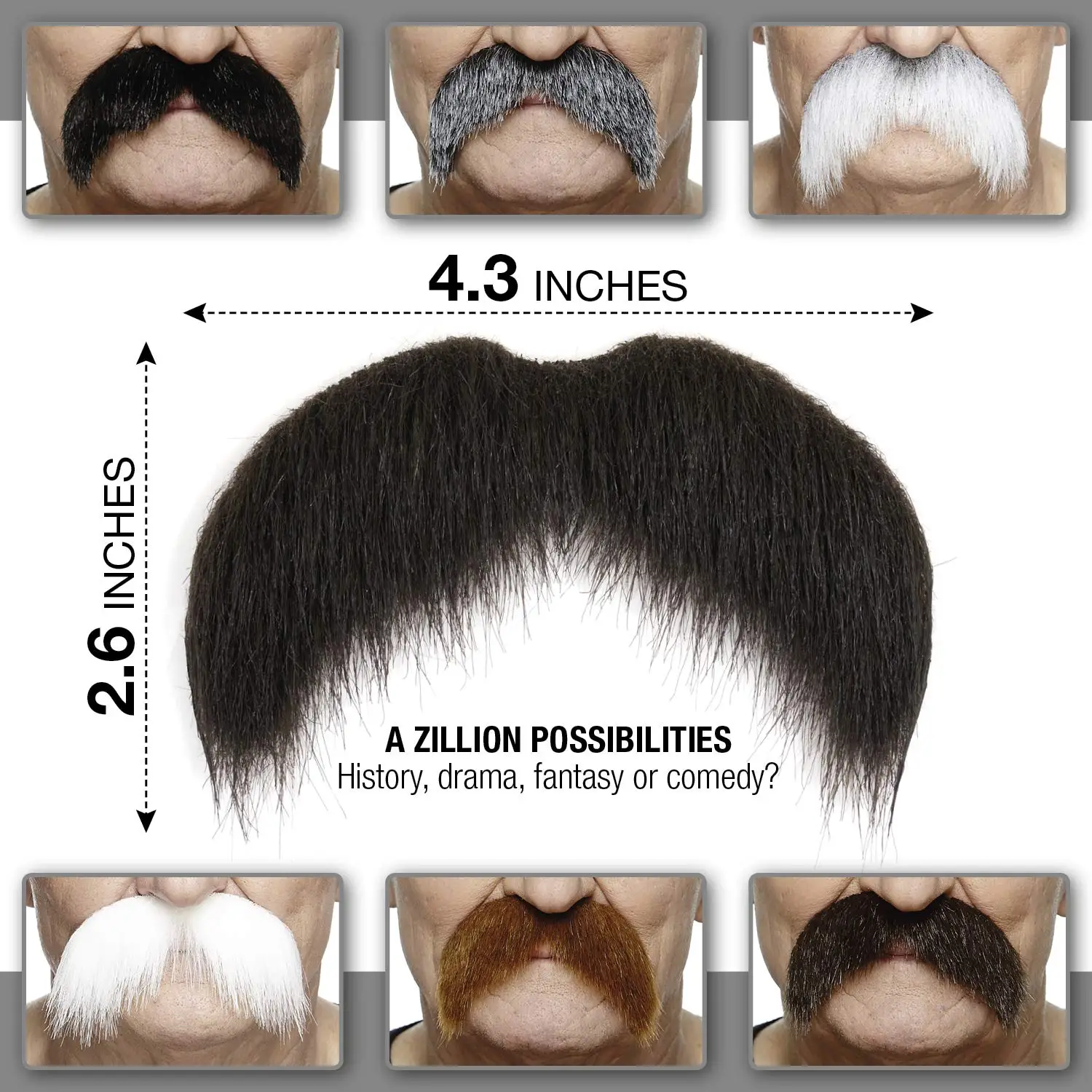 Novelty Self Adhesive Walrus Fake Mustache Realistic False Facial Hair for Adults Costume Accessory