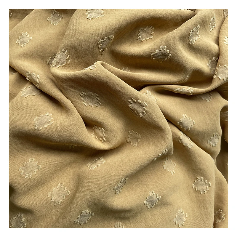 2022 Wholesales Textiles Modern 100 Polyester Plain Soft CEY Jacquard Cut flower Double Colors Fabric crepe For Dressts