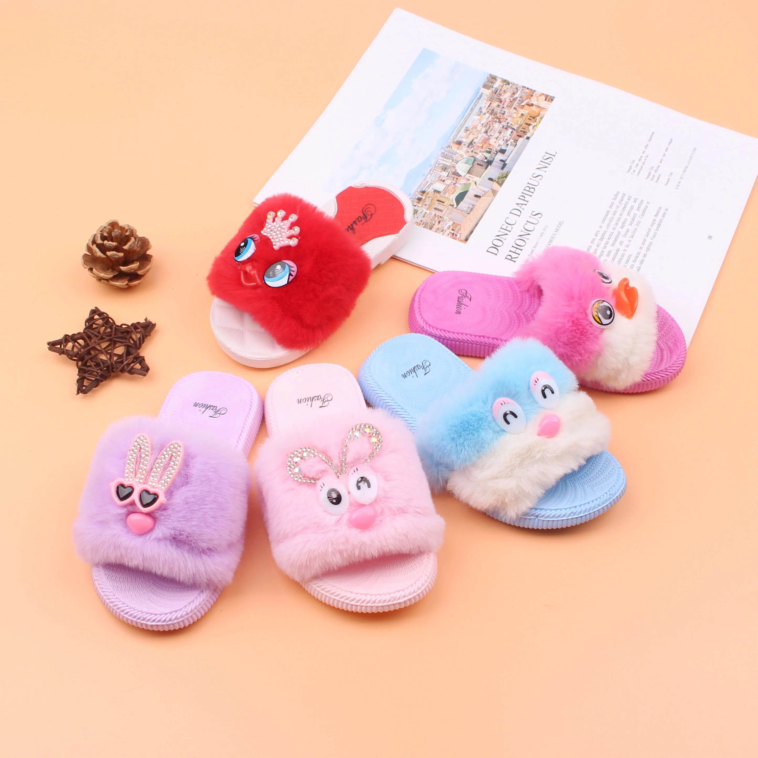 
Super Quality Summer Fashion Custom Daily Kids Shoes High Elastic Childrens Plush Slippers 
