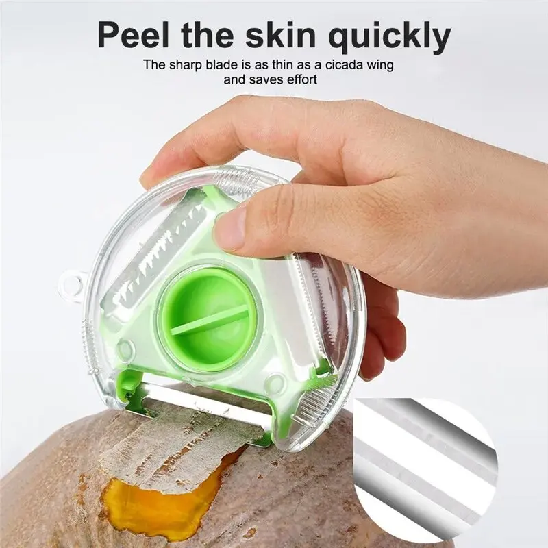 Hot sale 3 IN 1 Rotary Round Vegetable Fruit Peeler Tool Multi- Functional Magic Trio Fruit Peeler With Stainless Steel Blade