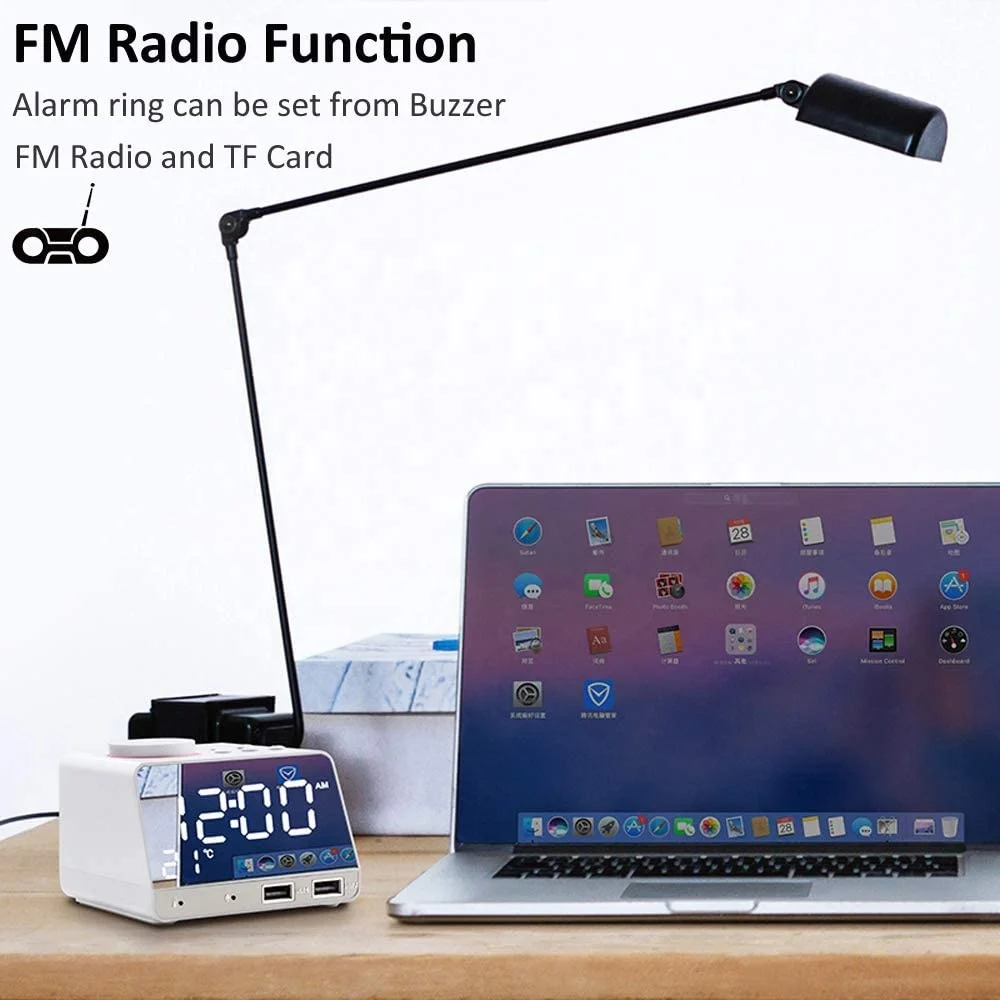 Dual Alarm Clock with Blue tooth Speaker White Noise Machine Sleep Sound Machine with FM Radio Dual USB Charging Ports Snooze