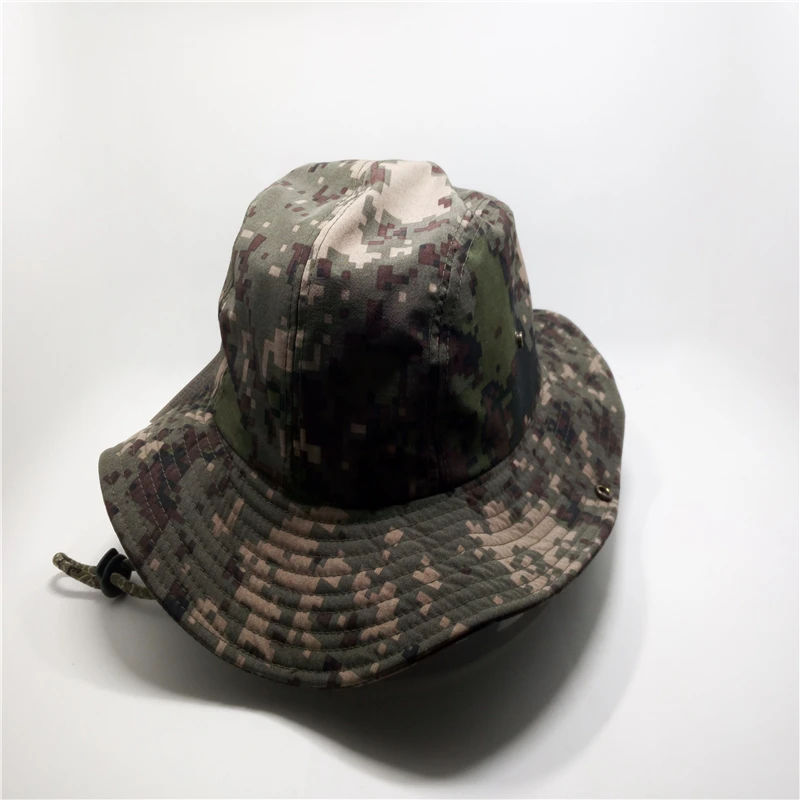 Custom Full Printed Camo Boonie Hat Fisherman Caps Wholesale Outdoor Quick Dry Wide Brim Hiking Bucket Hat