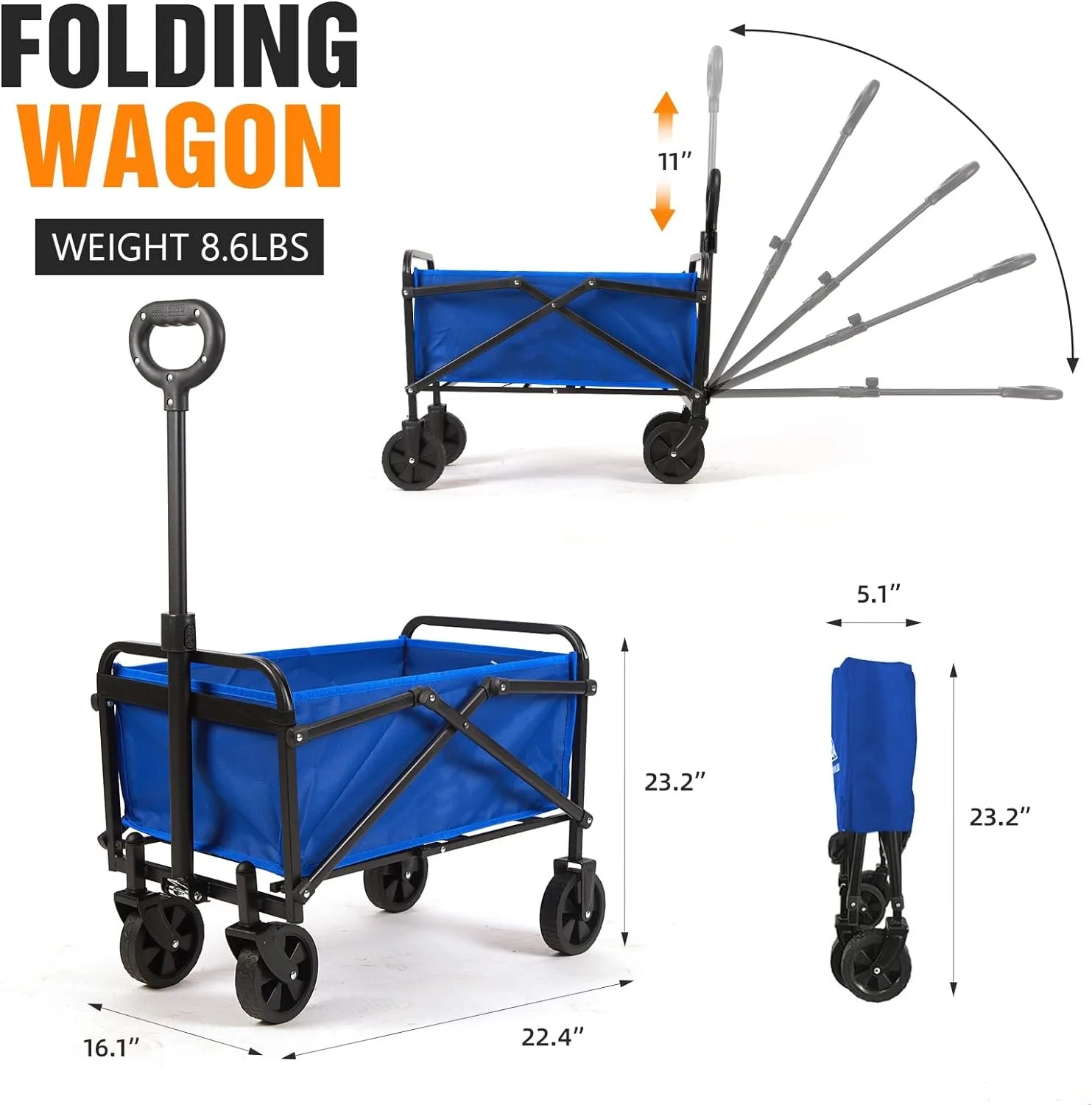 Portable Folding ShoppingCart Waggon,Suitable for Beach,Garden,Camping, Lightweight Folding The ideal Assistant for Outdoor Life