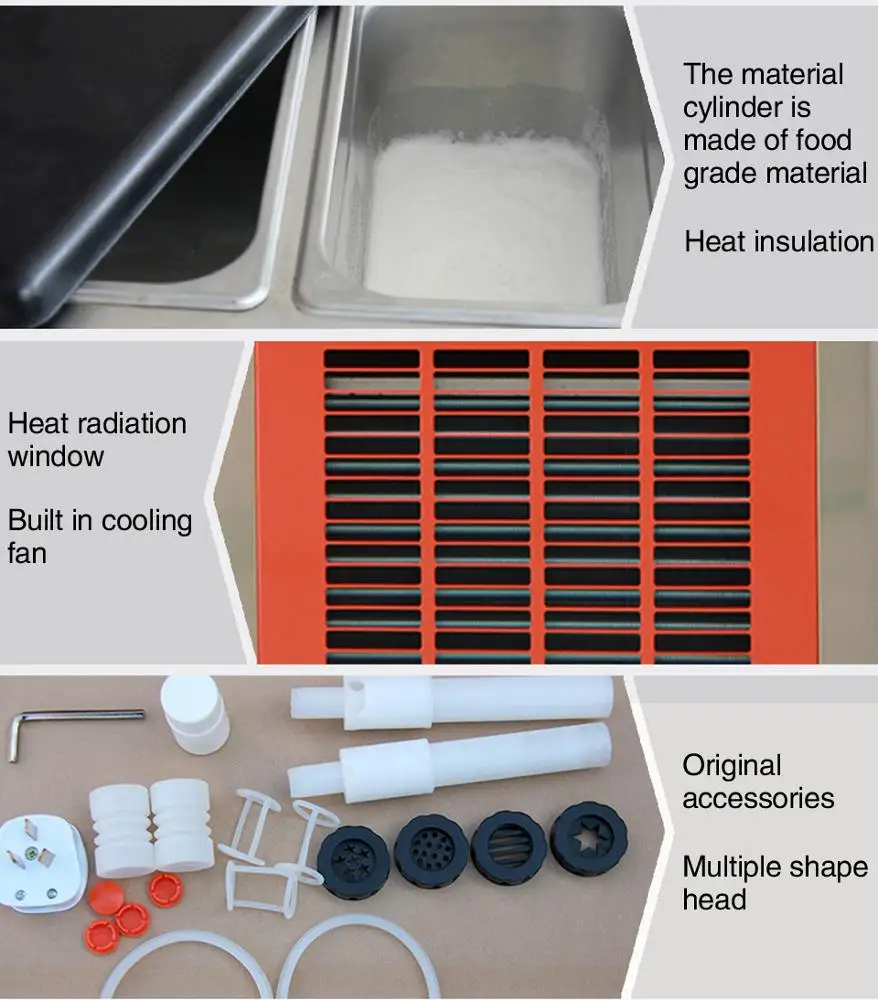 
soft serve ice cream making machine,3 flavor soft fruit ice cream machine,110V/60HZ,220V/50HZ 