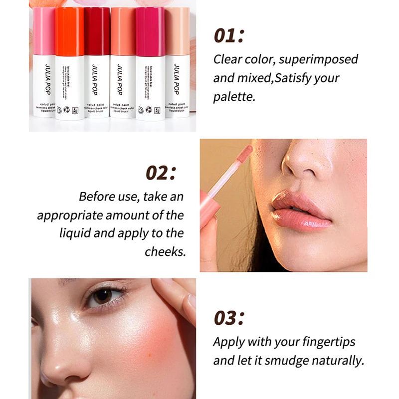 Private Label Long Lasting Vegan Matte Face Lip Eye Cheek Tint Cream Blusher Makeup Custom Natural Rose Face 3d Liquid Blush