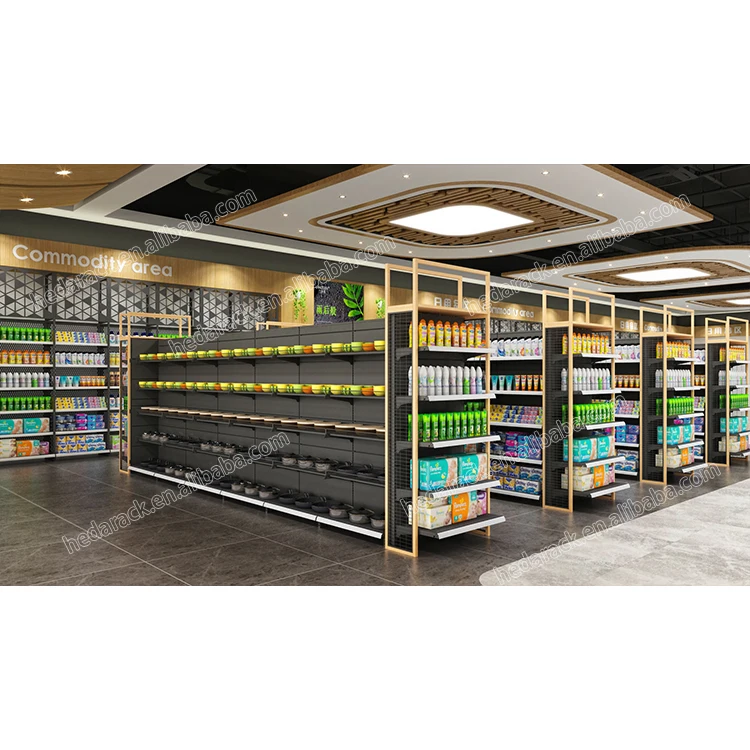 Guangzhou Heda Metal Supermarket Gondola shelf Shelving Convenience Store Display rack for sale