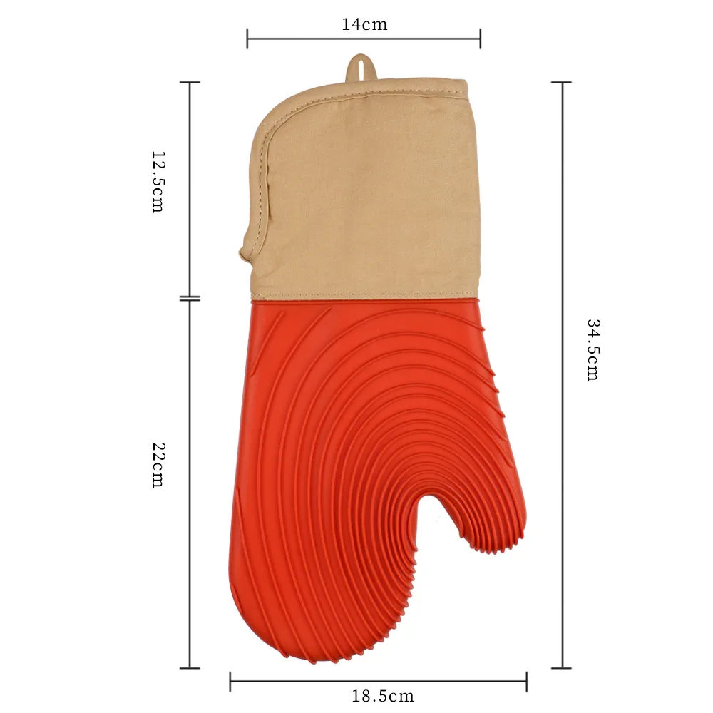 Waterproof Thicken BBQ Gloves Household Kitchen Oven Microwave Mitt Heat Resistant Silicone Cooking Gloves