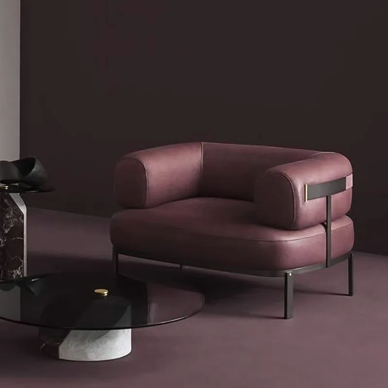 Italian light luxury  frosted leather sofa designer small unit creative minimalist combination leather sofa