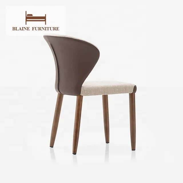 Modern Armrest Leather Solid Wood Frame Upholstered Dining Room Chair
