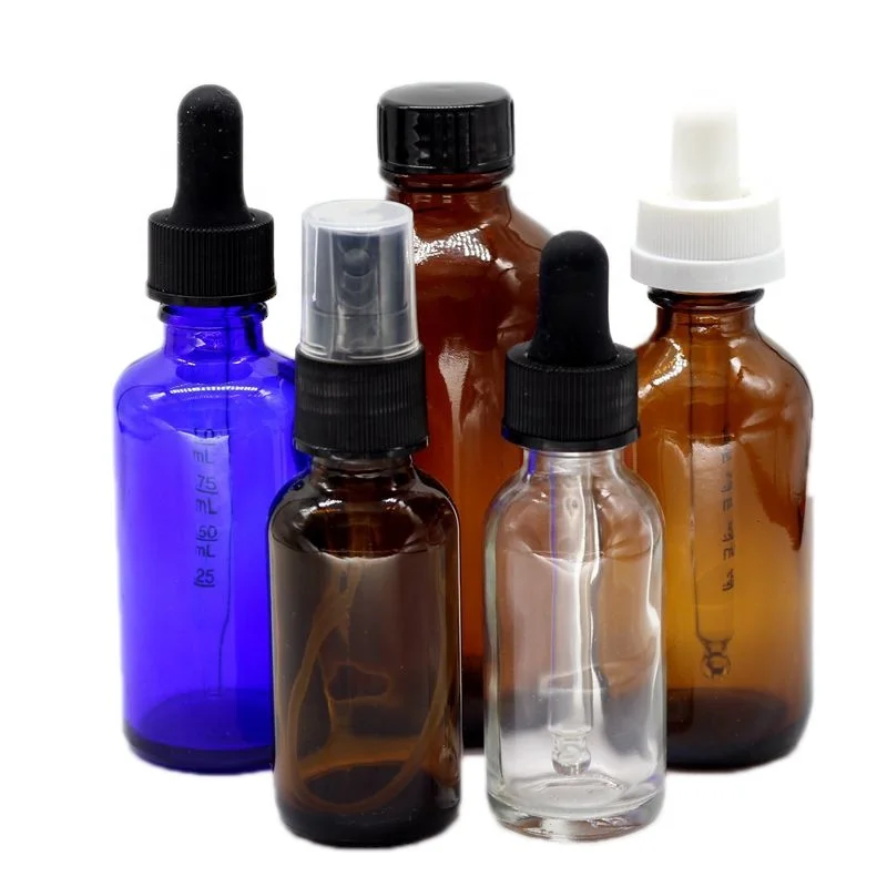 
30ml Boston round amber glass bottles with child proof food grade glass dropper 