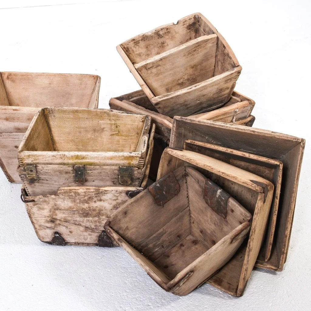 chinese antique home decoration accessories rustic wooden rice measurement