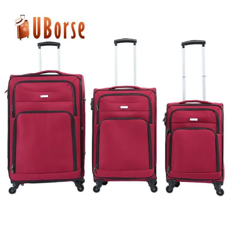 
Factory Set 3 Piece of Soft Nylon Luggage Set Travel Suitcase Trolley Suitcase Luggage With Spinner Wheels 