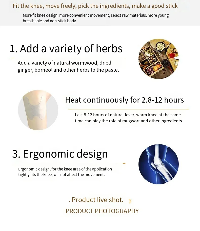 Customized Bag Wormwood Oil Extract Warm Knee Plaster Transdermal Joints Pain Relief Patch