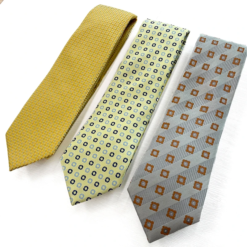 T-70- Silk Yellow Light Color  Wedding Mens Fashion Neckties Woven Young Man Silk Ties Classic