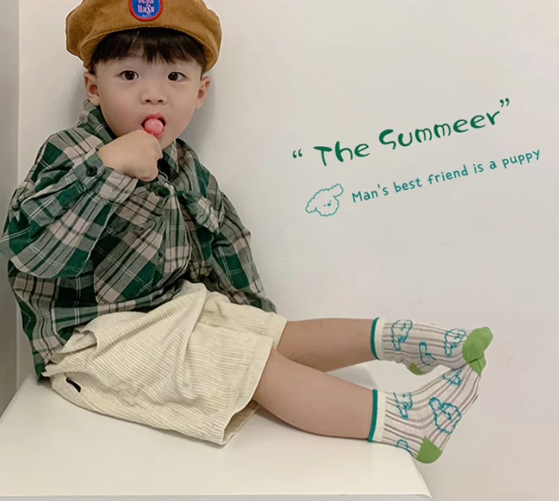 summer unique cute socks cartoon kids socks puppy cotton thin children wholesale kids socks 5 pairs/set