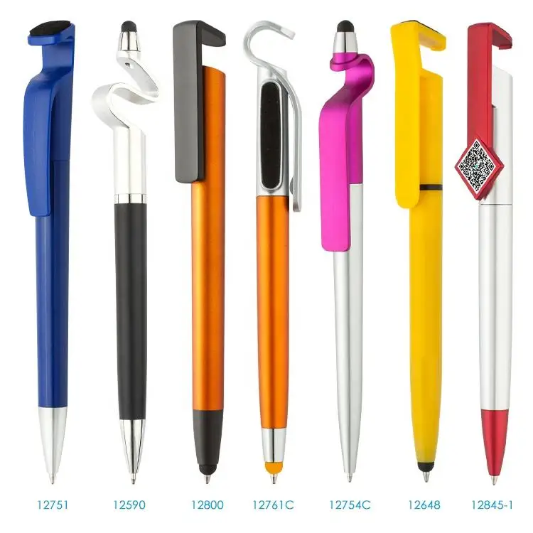 2023 New product new ideas custom logo Hot selling phone holder with pen touch,phone display stand ballpoint ball pen