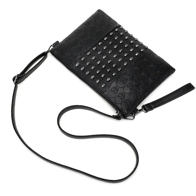 High Quality Fashion Women Cross Bag PU Leather Handbags Shoulder Bag Rivet Skull Messenger Bags