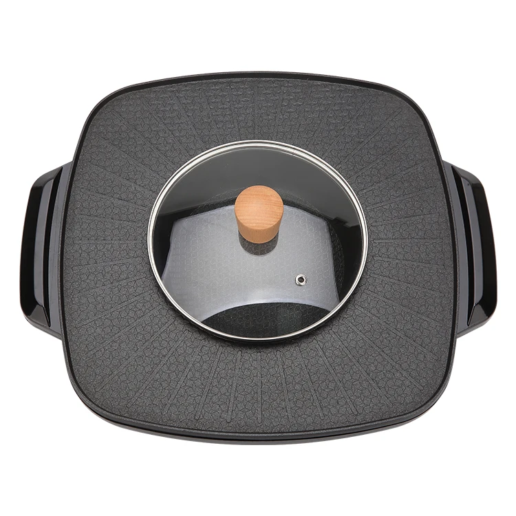 Multifunction household safety 1800w aluminium korean hot pot grill