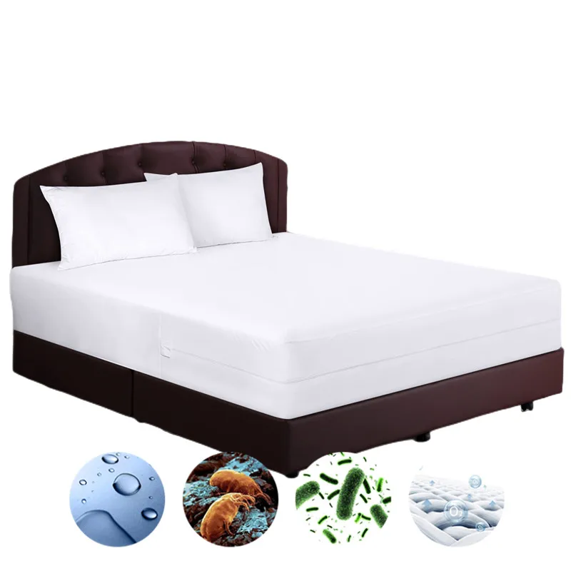 Wholesale custom polyester knitting mattress encasement zippered bed bug waterproof mattress protector cover with zipper