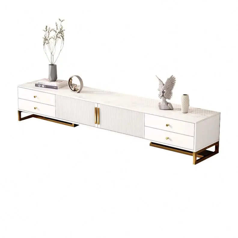 White High Gloss Living Room Muebles TV Unit Entertainment Center Cabinet Light Luxury Modern Furniture 6 Drawers TV Stands
