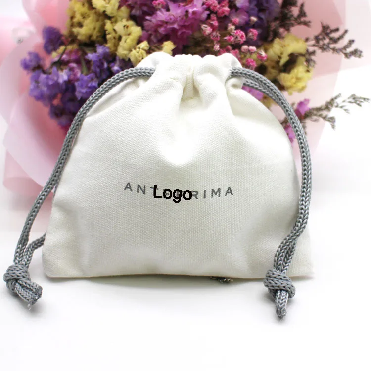 Drawstring Pouches Cotton Muslin bags for jewelry nuts soaps packaging bag with logo