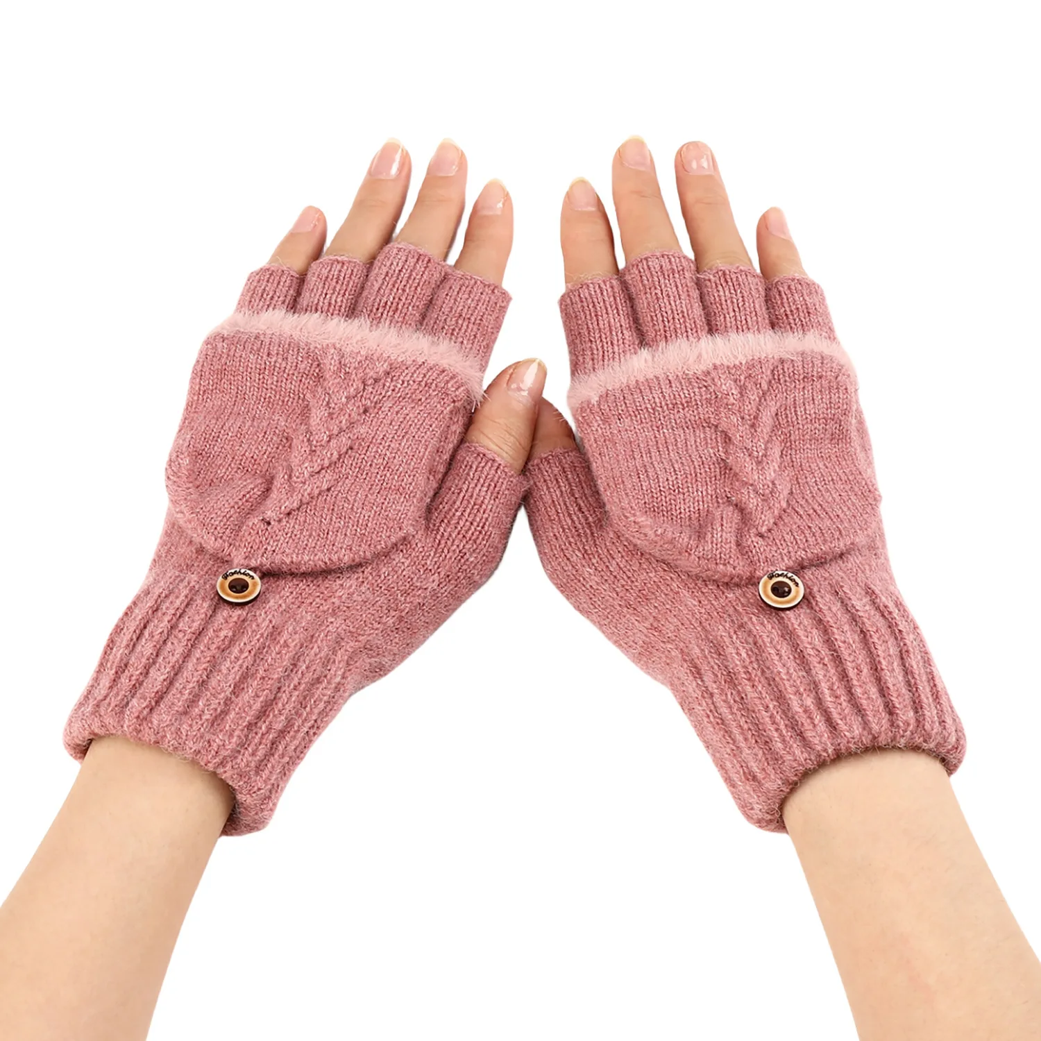 Autumn Winter Knitted Fingerless Half Finger Gloves For Women