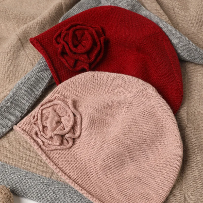 Women cashmere beanie winter hats custom designer Knitted bennie caps with custom logo