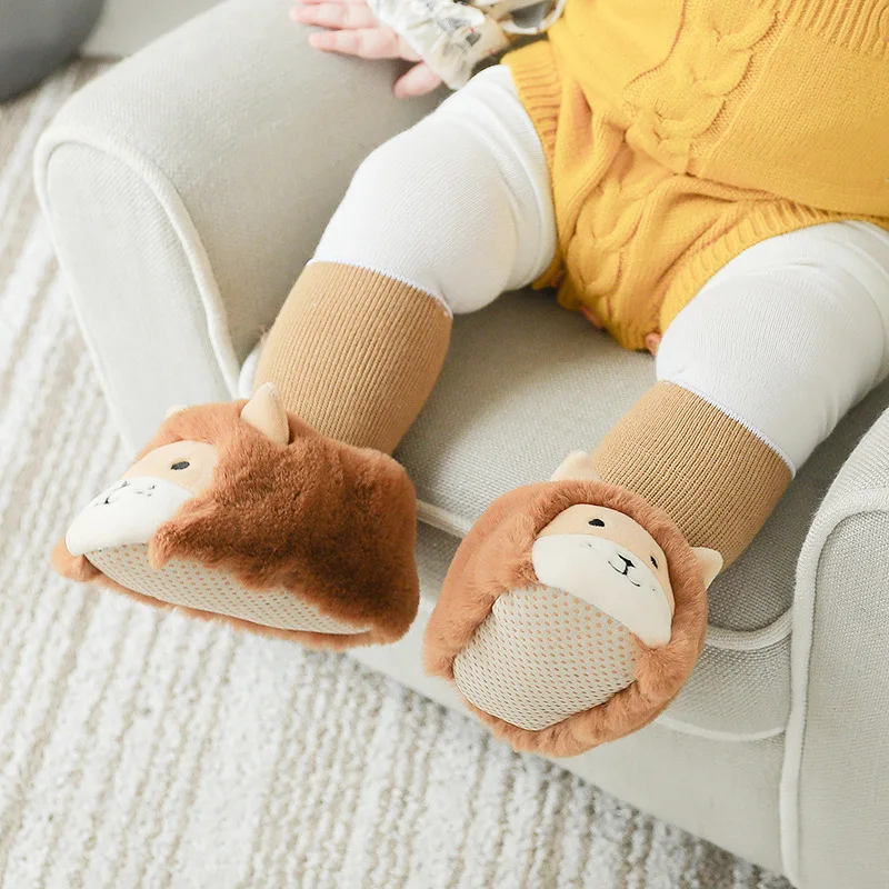 Animal Tiger Baby Shoes Sock Soft Non-slip Kids Floor Fuzzy Cotton Coral Fleece Comfortable Socks
