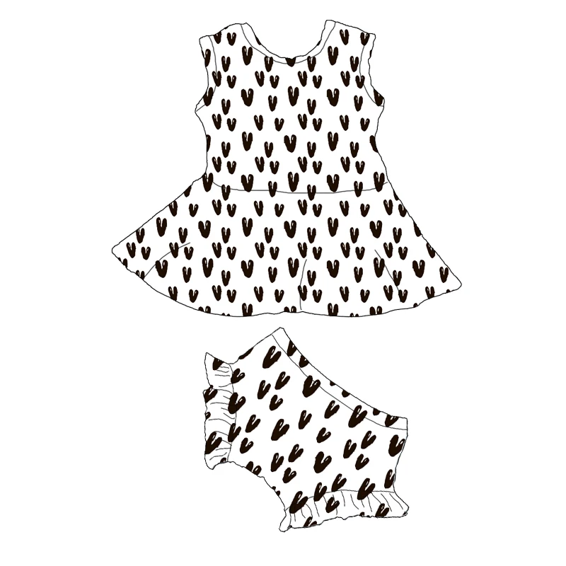 new style boutique kids clothing beautiful top sleeveless dress and bloomer  clothing girl dress heart printed valentines dress