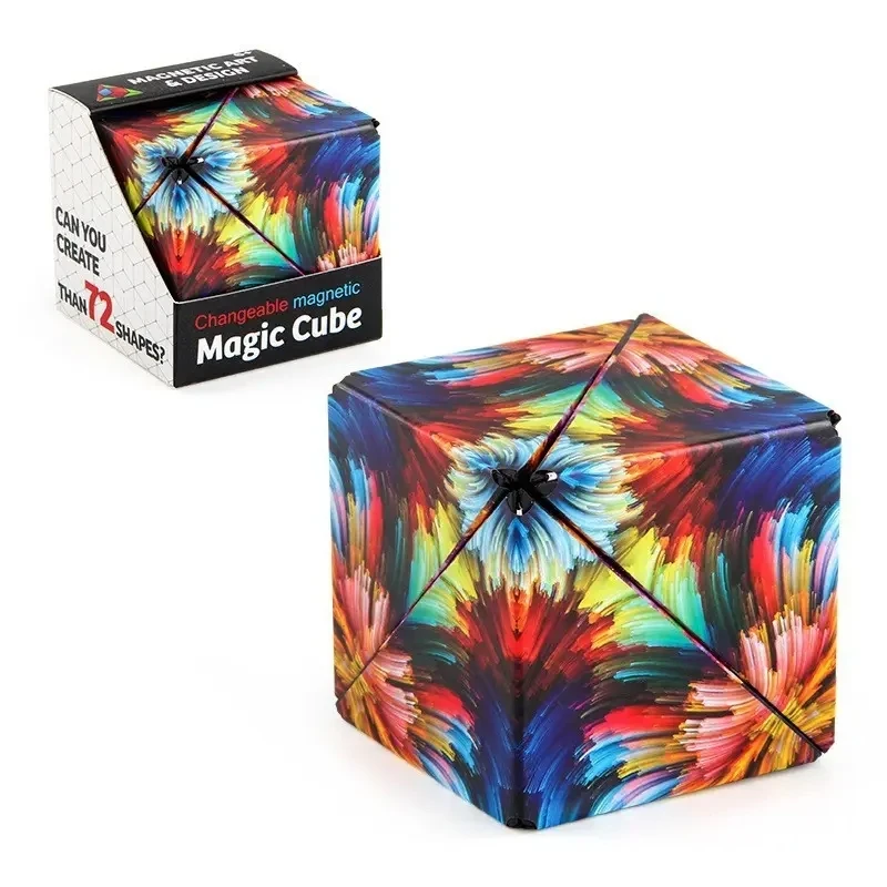 Children Kids Gift Educational Space Geometry 3D Colorful Magnetic Transforming Alien Cube Magic Cube Educational Toy