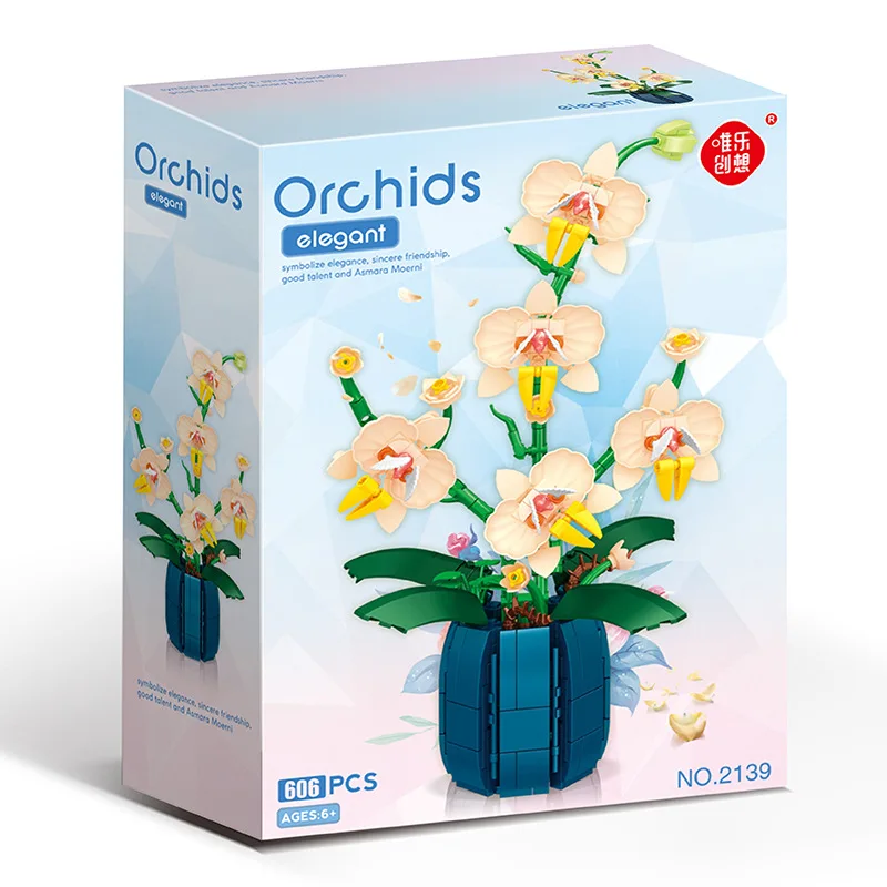 DIY Beautiful Flower Orchids Building Blocks MOC Educational Toy Brinquedos Plant Kids Bricks Children Gifts Girl Present YZ